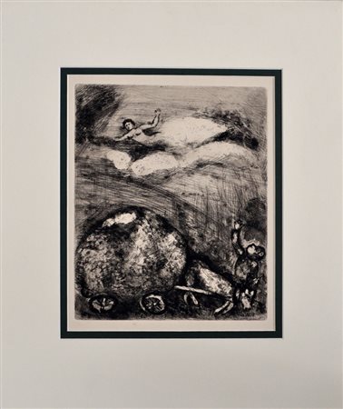 MARC CHAGALL Le chartier embourbé, 1927/1930 Acquaforte in b/n cm. 38,5x30,2...