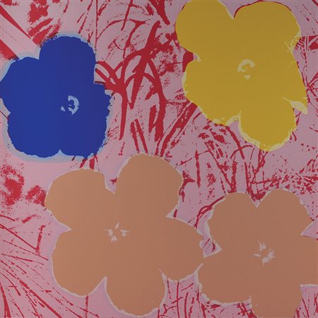 Warhol Andy (D'Aprés) Flowers serigrafia su carta, cm. 91x91 al retro timbri...