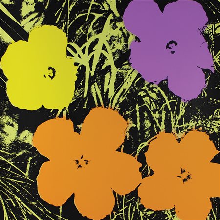 Warhol Andy (D'Aprés) Flowers serigrafia su carta, cm. 91x91 al retro timbri...