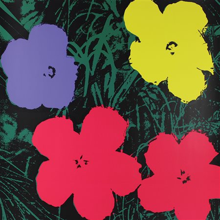 Warhol Andy (D'Aprés) Flowers serigrafia su carta, cm. 91x91 al retro timbri...