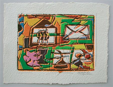 Nespolo Ugo Senza titolo, 2005 acrilico su carta spagnola, cm. 55x73 firmato...