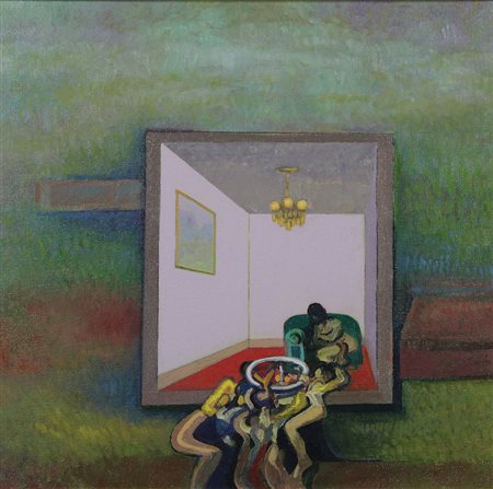 Picking John Room in a landscape, 1993 olio su tela grezza, cm. 50x50...