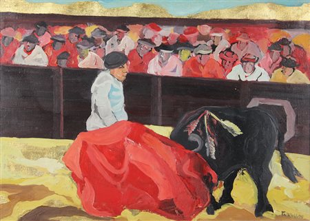 Terruso Saverio Corrida, 1992 tecnica mista su tela, cm. 50x70 firmata in...