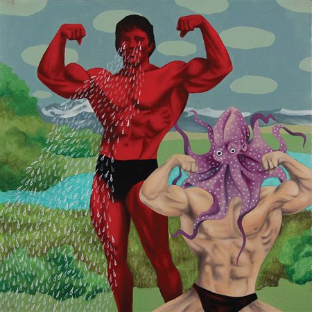 Gurnari Massimo Octopus, 2011 olio su tela, cm. 50x50 firmato, intitolato e...