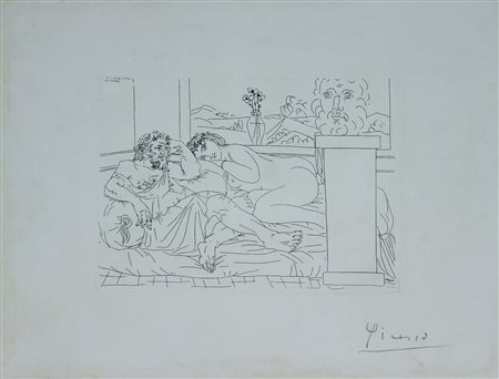 Picasso Pablo Senza titolo acquaforte su carta, cm. 34,5x45 (lastra cm....