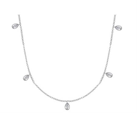 Girocollo in oro bianco con 7 diamanti lab grown - 126 - Station Necklace