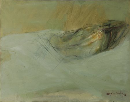 Aricò Rodolfo (Milano 1930 Milano 2002) “Figura dormiente” luglio 1958 olio...