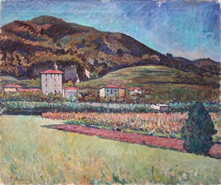 Marussig Piero (Trieste 1897 Pavia 1937) “Veduta di campagna” 1930 ca olio su...