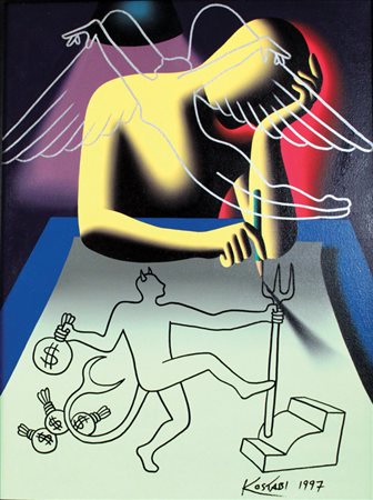 Kostabi Mark (Los Angeles 1960) “Diabolique for Amano” 1997 olio su tela (cm...