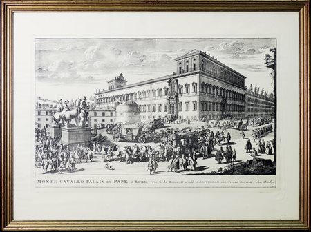 VEDUTA DI PIAZZA DEL QUIRINALE A ROMA - ROME VIEW incisione - engraving, in...