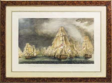 LA BATTAGLIA DI TRAFALGAR - BATTLE OF TRAFALGAR incisione inglese - english...