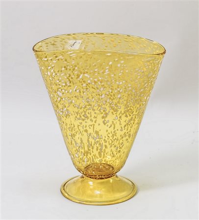 VASO IN VETRO DI MURANO - VENETIAN GLASS VASE nei toni del giallo con...