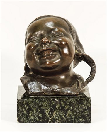 BUSTO DI BEBÈ - BEBY BUST scultura in bronzo - bronze sculpture, su base in...