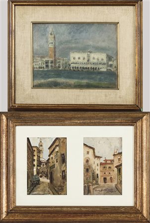 LOTTO DI DIPINTI - PAINTINGS LOT Via Vinegia e Via dei Rustici, due dipinti...