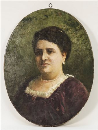 RITRATTO DI DAMA - PORTRAIT OF A LADY XIX secolo - 19th Century olio su tela...