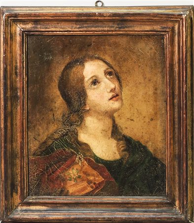 SANTA LUCIA - SAINT LUCY antico dipinto ad olio su tela - old oil on canvas,...