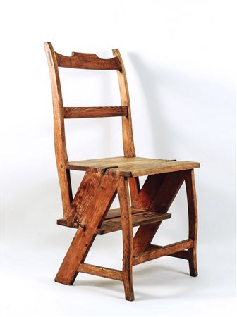 SEDIA SCALETTA DA BIBLIOTECA IN ROVERE - OAK FOLDING LIBRARY STEP CHAIR...