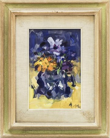 ENZO PREGNO (1898-1972) Fiori - Flowers olio su cartone - oil on cardboard,...