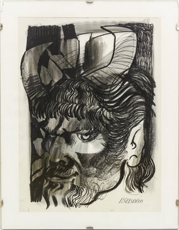 GIUSEPPE DE GREGORIO (1920-2007) Fauno - Faun carboncino su cartoncino -...