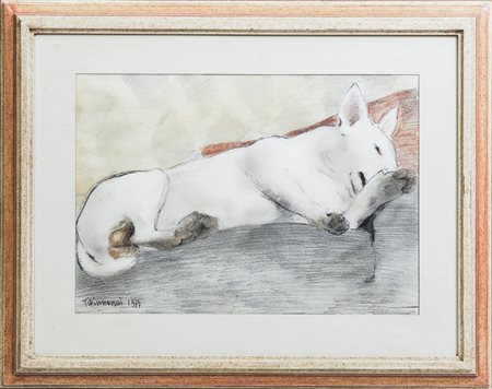 NINO TIRINNANZI (1923-2002) Cane che dorme - Sleeping Dog tecnica mista su...