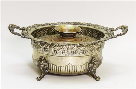 BRACIERE ORIENTALE IN METALLO D'EPOCA - OLD ORIENTAL METAL FIRE PAN sbalzato...