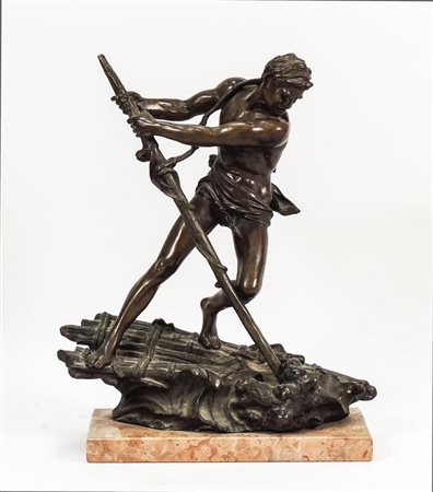 IL REMATORE - THE ROWER scultura in bronzo - bronze sculpture su base in...