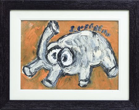 SILVIO LOFFREDO (1920-2013) Elefantino - Little Elephant olio su cartone...