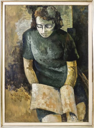 GAETANO D'AMICO Donna - Woman olio su cartone - oil on cardboard, firmato, in...