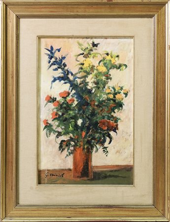 GIOVANNI OMICCIOLI (1901-1975) Vaso con fiori - Flowers in a vase olio su...