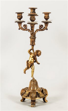 CANDELABRO IN BRONZO DORATO - GILDED BRONZE CANDELABRUM quattro bracci...