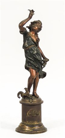 GRUPPO IN METALLO PATINATO - PATINATED METAL FIGURAL GROUP Periodo Liberty -...