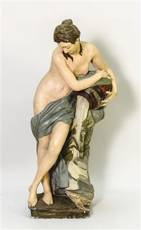 GRANDE GRUPPO IN GESSO DIPINTO - PAINTED GYPSUM FIGURAL GROUP inizio del XX...