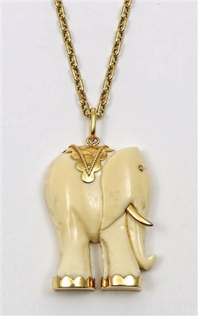 PENDENTE IN OSSO E ORO GIALLO - BONE AND GOLDEN PENDANT realizzato come un...