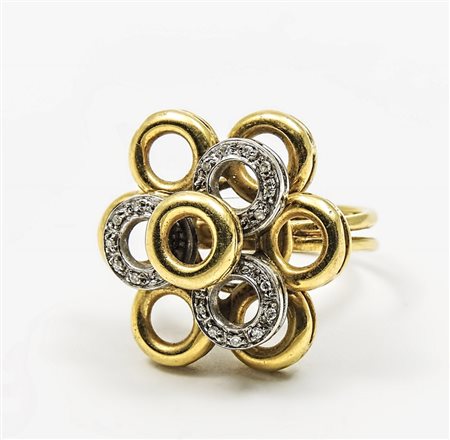 ANELLO IN ORO GIALLO, BIANCO E DIAMANTI - YELLOW AND WHITE GOLD AND DIAMOND...