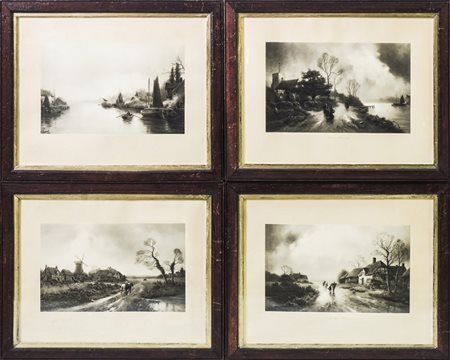 PAESAGGI - LANDSCAPES serie di quattro stampe inglesi - four english prints,...