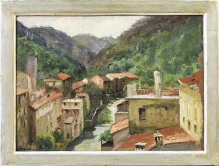 GIUSEPPE ROSSI (1876-1952) Ronta (Mugello) - Tuscan Landscape olio su...