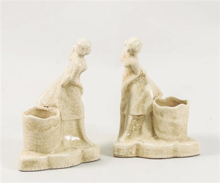 COPPIA DI FERMALIBRI IN CERAMICA - PAIR OF CERAMIC BOOKENDS Eamux de Louviere...