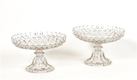 COPPIA DI ALZATE IN CRISTALLO - PAIR CRYSTAL PEDESTAL BOWLS h cm 17