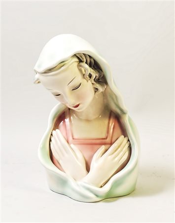 MADONNA Austria, Goldscheider gruppo in ceramica decorato all'aerografo nei...