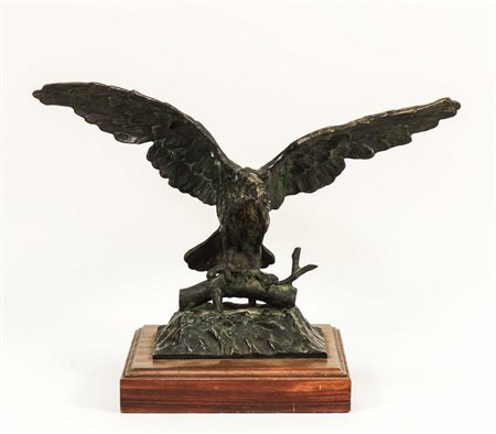 AQUILA - EAGLE scultura in bronzo - bronze sculpture su base in legno h cm...