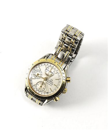 OROLOGIO IN ORO E ACCIAIO - GOLD AND STEEL WATCH Omega Speedmaster movimento...