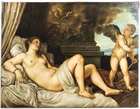 DA TIZIANO - FROM TIZIANO Danae e Giove - Danae and Jupiter copia ad olio su...