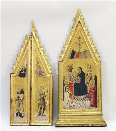 DUE TAVOLE DIPINTE A TEMPERA SU FONDO ORO - TWO TEMPERA PAINTINGS ON GILDED...