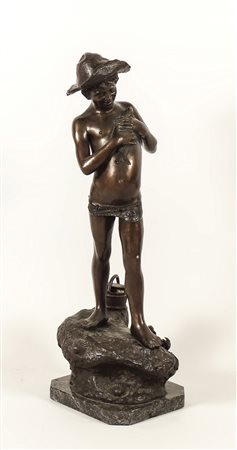 GIOVANNI VARLESE (1888-1922) Pescatorello - Fisherboy scultura in bronzo -...