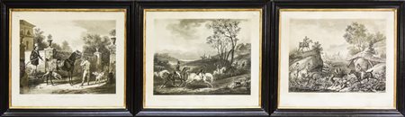 JEANNE PIERRE MARIE JAZET (1788-1871) Scene di caccia - Hunting Scenes serie...