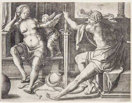 LUCAS VAN LEYDEN (1494-1533) Marte, Venere and Cupid - Mars, Venus and Cupid...