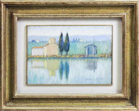 DINO MIGLIORINI (1907-2005) Paesaggio fluviale - River Landscape olio su...