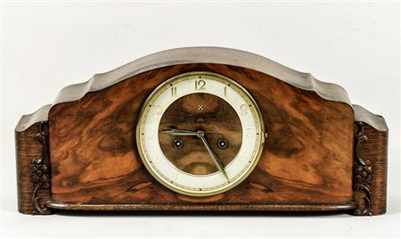 OROLOGIO DA TAVOLO IN RADICA DI NOCE E ROVERE - BURR WALNUT AND OAK MANTEL...