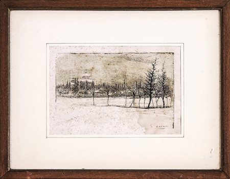 GINO ROMITI (1881-1967) Paesaggio campestre - Country Landscape un disegno a...