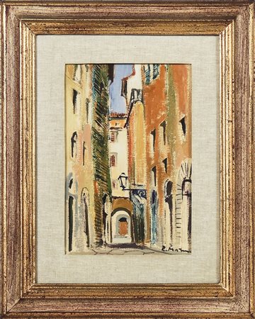 RODOLFO MARMA (1923-1999) Vicolo del Cornino - Florence View olio su...